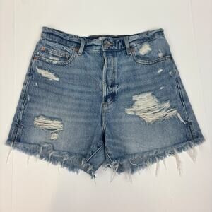Garage Denim Vintage Cut-Off Shorts Women's Size 7 28 Blue Distressed Button Fly